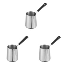 3X 350 Ml MjöLksmöRväRmare, Turkisk Kaffekanna, SpishäLl i Rostfritt StåL med Pip för Te, UppväRmning