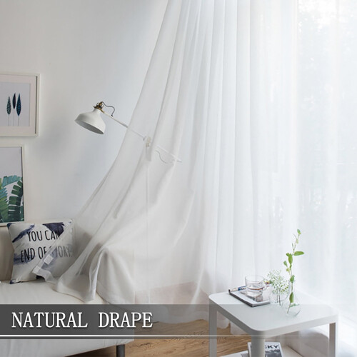 Semi-Sheer Curtains White Light-Filtering 52x63 Inch Rod 1