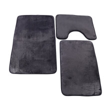 Memory Foam 3 Pcs Bath Mat Pedestal Set Absorbent Non Slip Bathroom Toilet Rug Dark Gray