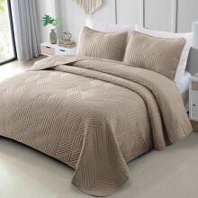 Ultrasonic Twin Quilt Bedding Set Taupe 2-Piece