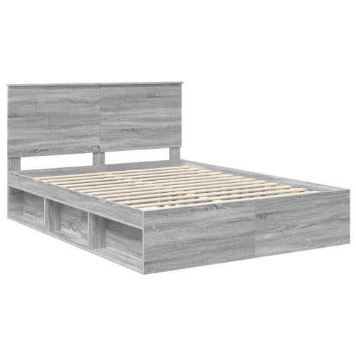 VidaXL vidaXL Bed Frame Grey Sonoma 150 x 200 cm Solid Pine Wood 1
