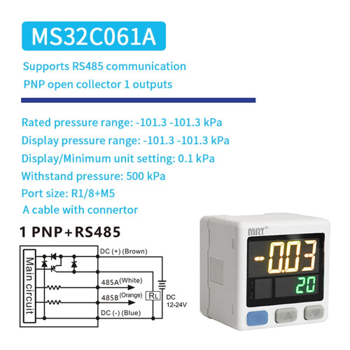 MS32 Digital Pressure Switch RS485 High Precision Stable 1