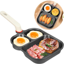 Patelnia do omletów jajecznych 3 w 1 z powłoką zapobiegającą przywieraniu, podzielona, czarna