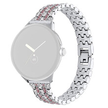 (Style A Google Pixel Watch 2, Multicolor) For Google Pixel Watch 2/Pixel Watch Metal Rhinestone Decor Replacement Watch Strap Wrist Band Pink