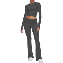 2-teiliges Loungewear-Set für Damen mit Schlaghose und Cropped-Top