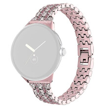 (Style D Google Pixel Watch 2, Multicolor) For Google Pixel Watch 2/Pixel Watch Metal Rhinestone Decor Replacement Watch Strap Wrist Band Pink