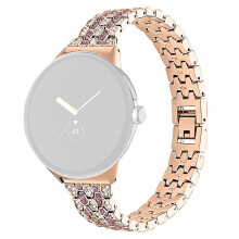 (Style E Google Pixel Watch 2, Multicolor) For Google Pixel Watch 2/Pixel Watch Metal Rhinestone Decor Replacement Watch Strap Wrist Band Pink