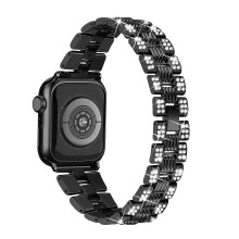 (Style A Apple Watch SE (2022), Black) For Apple Watch Series 6/5/4/SE 44mm/SE (2022) 44mm Thread Watch Band+Shiny PC Watch Case Cover