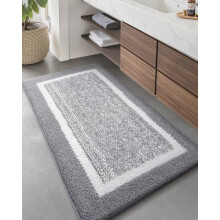 Tapete de banheiro em microfibra cinza, 61 x 150 cm, antiderrapante.
