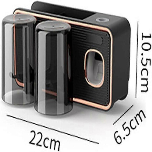 Toothbrush Holder with Toothpaste Dispenser and 2 Cups, Wall Mounted Bathroom Organizer 1