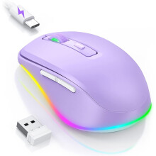 Ratón inalámbrico Jiggler morado recargable LED con luz aleatoria