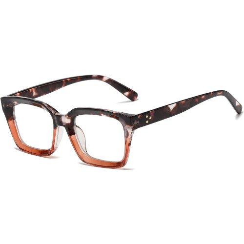Óculos de grau com armação quadrada grossa clássica e lentes transparentes, sem grau.