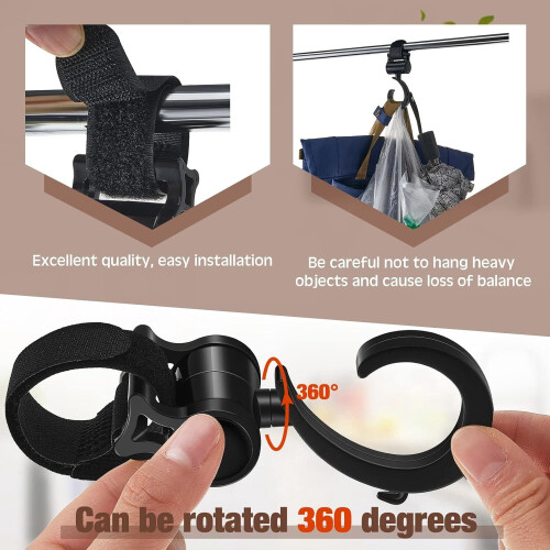 Κρεμάστρες Walker Hook Μαύρες Περιστρεφόμενες 360 4 τεμάχια 2
