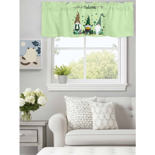 St. Patrick's Day clover leopard dwarf valance 42x18in gold 2