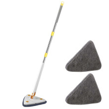 (2 Cloths Included, White) 360 Rotatable Adjustable Cleaning Mop Wet Dry Dual Use Triangle Free Hand Wash Mop For Cleaning Floor Wall