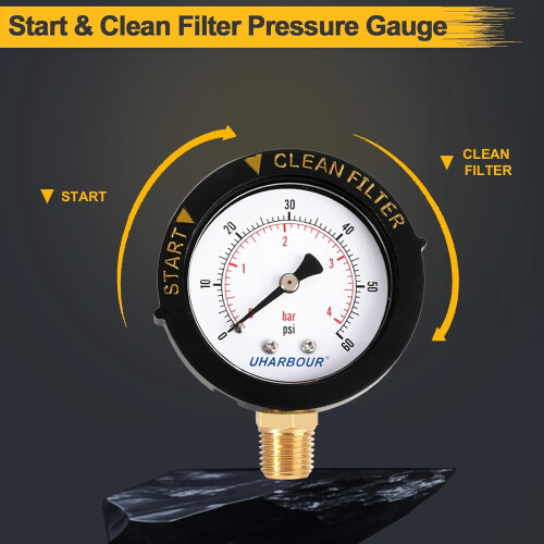 Pool Filter Pressure Gauge 60 PSI 1/4 Inch NPT Bottom Mount 2