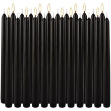 Schwarze Spitzkerzen, 25 cm, unparfümiert, rauchfrei, tropffrei, 24 Stück