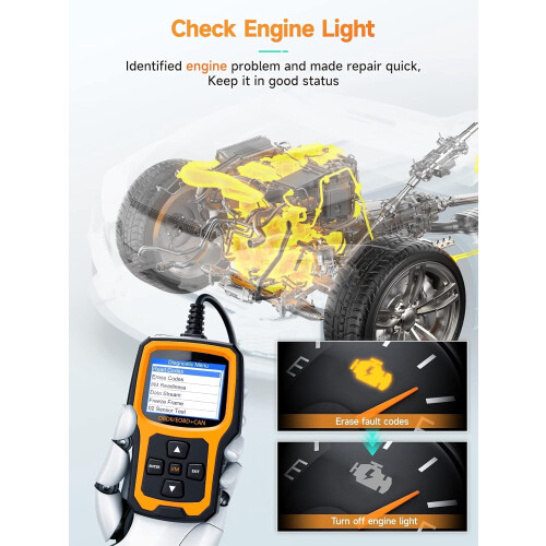 AD410OBD2Scanner til Check Engine-lampe, Sort/Gul 2