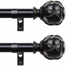Svarte gardinstenger justerbare 84-138 cm 3/4 tommer enkle