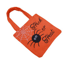 (Orange) Halloween Kids Candy Bags - Reusable Pumpkin/Spider Design