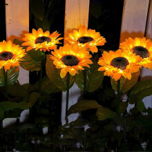 Sunflowers Solar Light Solar Powered Sunflowers Decorative Lighting for Outdoor Lawn Garden