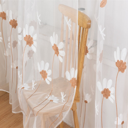 Embroidered Window Curtain Floral Valance Boho Sheer Panel 2