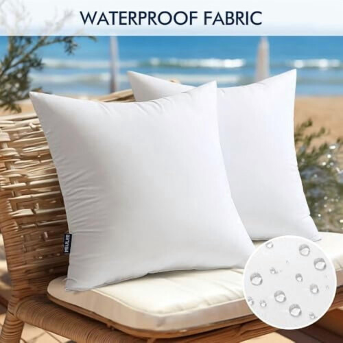 Outdoor Pillow Insert Waterproof 22x22 Inch Square 2 Pack 2