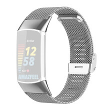 (Style D Fitbit Charge 6, Silver) For Fitbit Charge 6/5 Adjustable Watchband Luxurious Metal Mesh Watch Strap Replacement Wristband