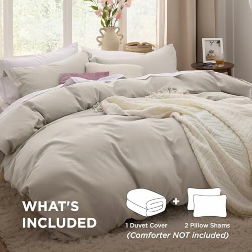 Oversized King Duvet Cover Set Prewashed Cotton-Like 3 pcs 1