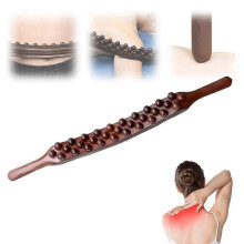 (Log Wood) Wooden Lymphatic Massager Gua Sha Wood Stick 31-Beads Point Scraping Anti-Cellulite Massager for Back Leg and Pain Relief
