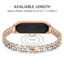 (Style C Xiaomi Mi Band 5, Gold) Rhinestone Decor Stainless Steel Smart Watch Band for Xiaomi Mi Band 5