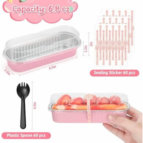 Μίνι ταψιά για ψωμί με καπάκια, συσκευασία 6,8oz, αλουμινόχαρτο 60 τεμαχίων 2