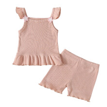 Set de pantaloni scurți fără mâneci, din bumbac cu nervuri, pentru bebeluși, 0-3 ani