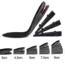 Unisex shoe lifts for height boost - 3cm 5cm 7cm 9cm black insoles