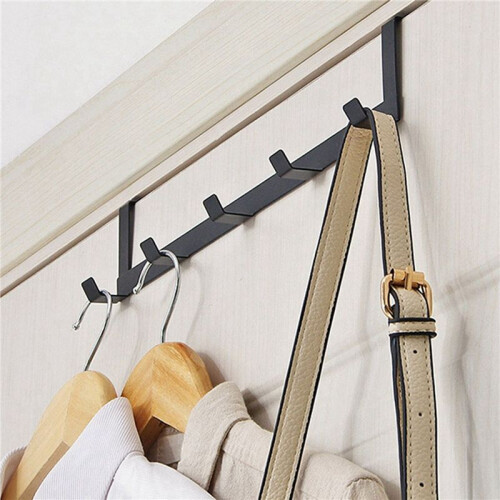 4X  Wide over the Door Rack Wrought Iron Hook Black 1