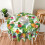 Toalha de mesa redonda com estampa floral tropical, lavável e reutilizável, 60 polegadas. 7