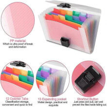 4 Pack Expanding File Folder A6 Size 13 Pockets Portable Rainbow Document Organiser