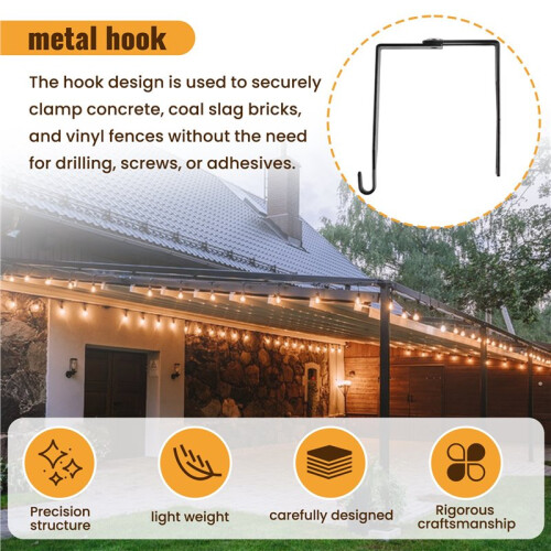 Adjustable Outdoor Light String Hooks for 3.2-6 Inch Concrete Cinder Block Wall and Fences, 5 Pcs String Light Hangers 2
