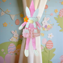 Hand-Knitted Rabbit Curtain Tiebacks Spring Decor 1 PC