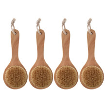 4X Long-Handled Bristle Detox Wooden Handle Body Brush Skin Brush