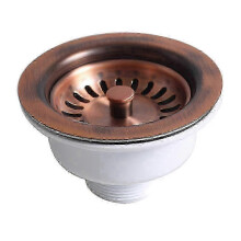 PB PVD Sink Basket Drainer, Antique Bronze Color, Custom Made in China, with Antique Copper Plug