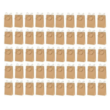 50Pcs Paper Gift Box with Ribbon Tags Cookie Candy Packaging Bag Wedding Birthday Party Decor Supplies Brown