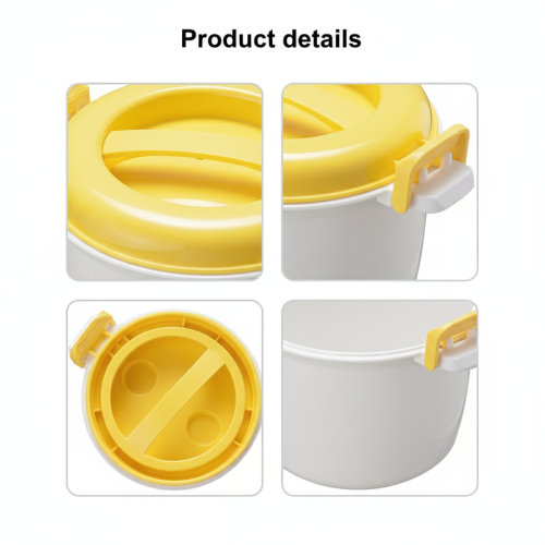 (Yellow) Microwave Safe Plastic Lunch Box with Lid (50 char) 2