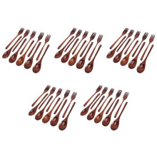 50 Pcs Wooden Spoons Forks Set Wooden Utensil Set Reusable Natural Wood Flatware Set for Cooking Stirring Eating