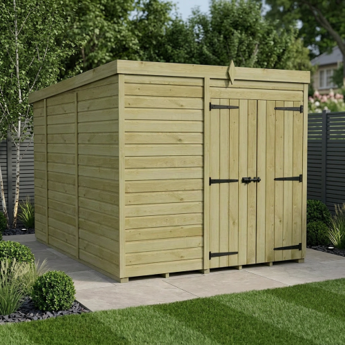 7 x 10 Pent Shed Tanalised (Double Door, No Windows)