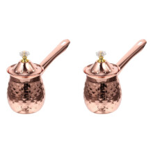 2X Turkish Coffee Maker Copper Coffee Tea Maker Milk Warmer Hot Chocolate Maker Butter Melting Pot 600Ml Rose Gold