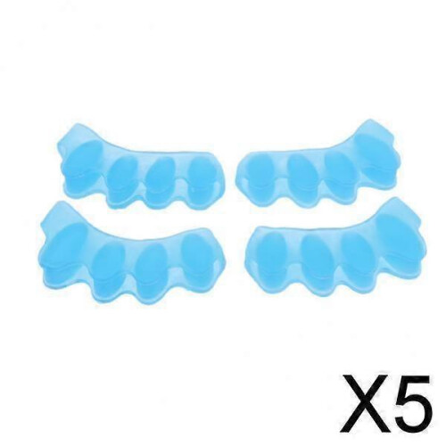 (5 Pcs) 5x2 Pairs Elastic Silicone Gel Toe Separators Straighteners Blue 2