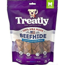 Treatly 100% Usa Beefhide Braids, 7 IN-6 Pack,Chicken/Beef