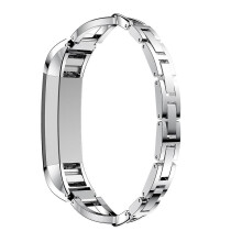 (Style B Fitbit Alta HR, Silver) X-shape Rhinestone Decor Alloy Watch Band Replacement for Fitbit Alta HR