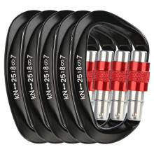 5Pcs 25KN D-Shape Aluminum Carabiner Screw Locking Gate Carabiner Climbing Rappelling Gear Outdoor EDC Tools
